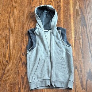 adidas Grey and Charcoal Sleeveless Zip Hoodie